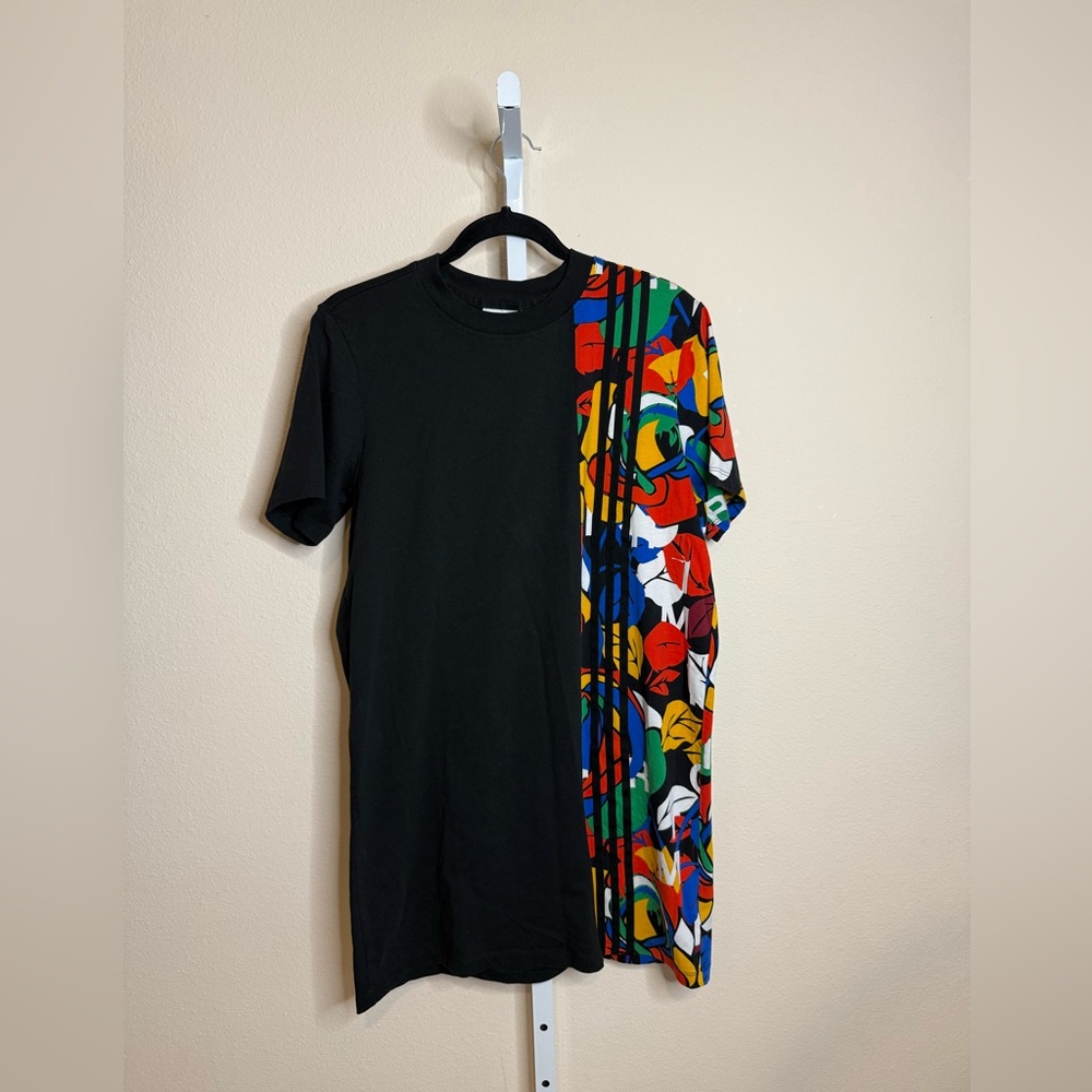 adidas Black Mini Dress with Multicolor Graphic Panel